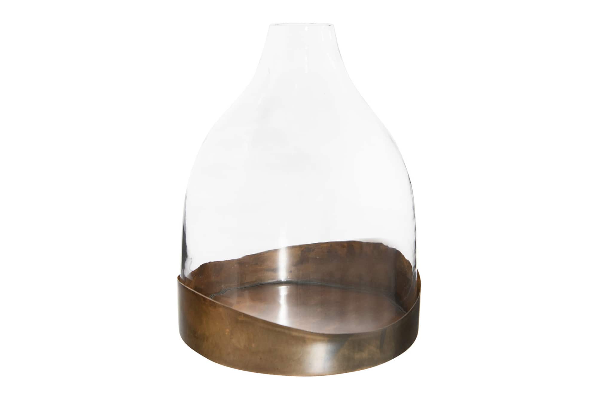 Hello Honey® Glass Cloche with Antique Copper Metal Tray